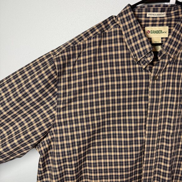 Gander Mountain Mens Plaid Button Front Top 2XL Blue/Brown Wrinkle Resistant - Picture 8 of 12